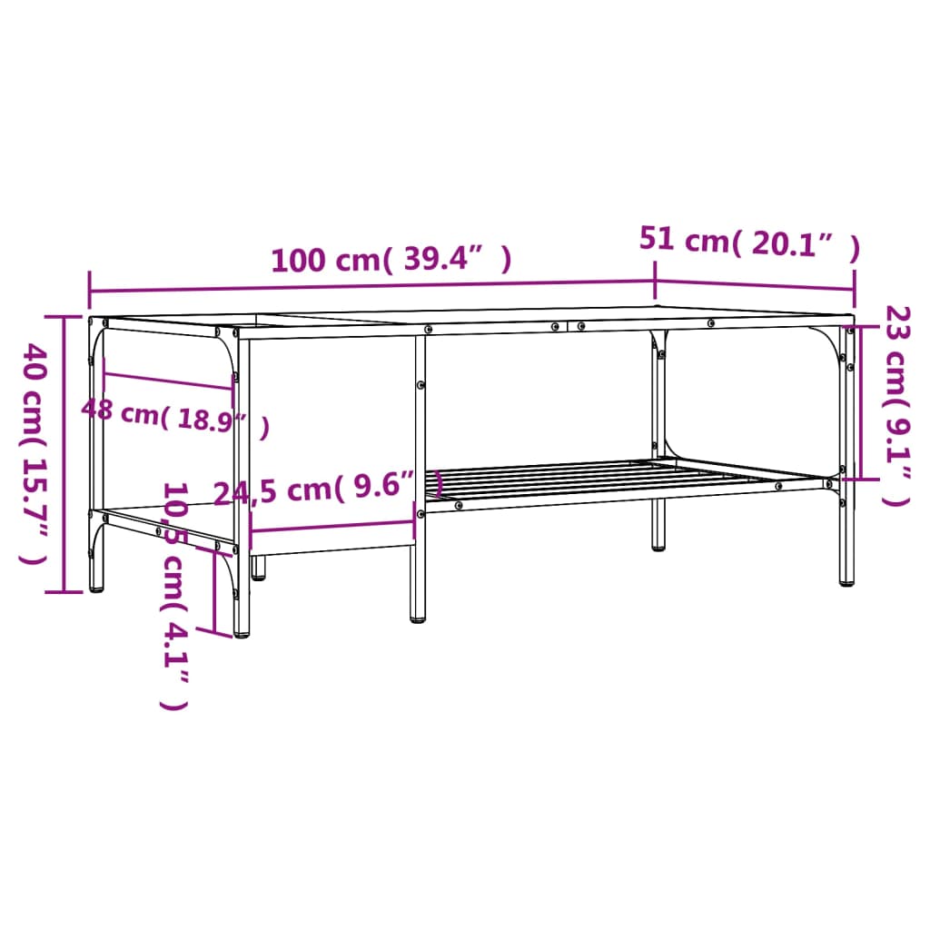 Coffee Table with Rack Smoked Oak 100x51x40 cm Engineered Wood