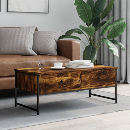 Coffee Table Smoked Oak 101x49x39.5 cm Engineered Wood