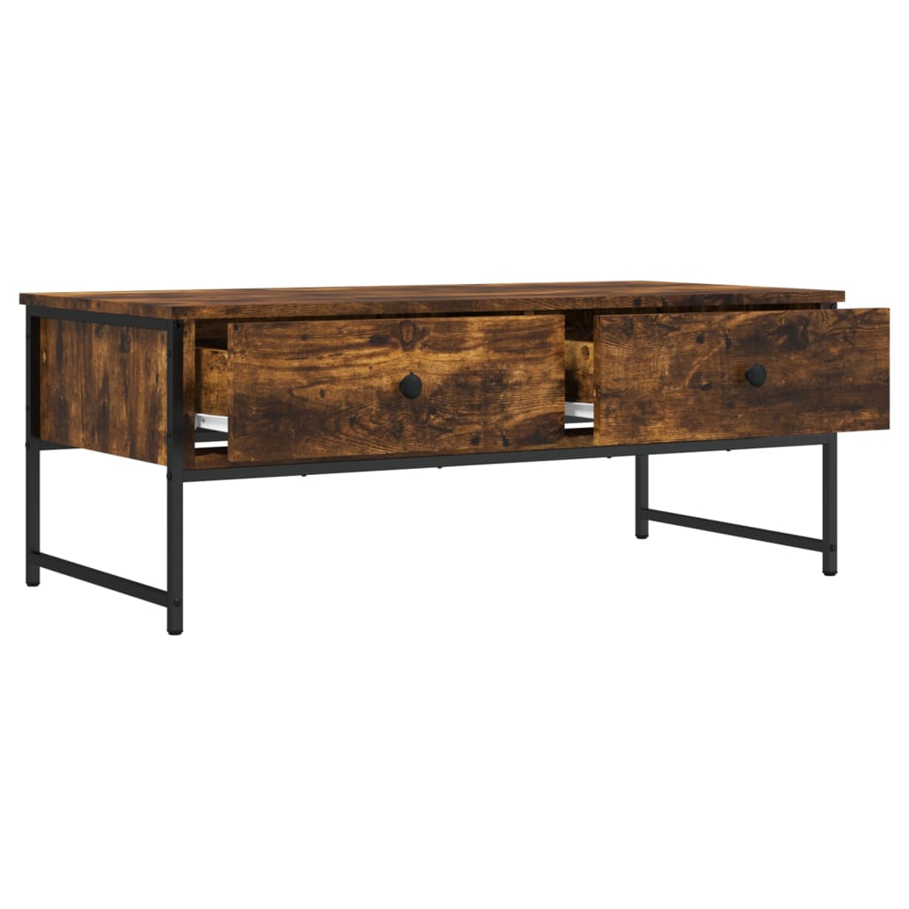 Coffee Table Smoked Oak 101x49x39.5 cm Engineered Wood