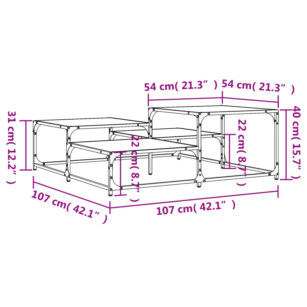 Coffee Table Black 107x107x40 cm Engineered Wood