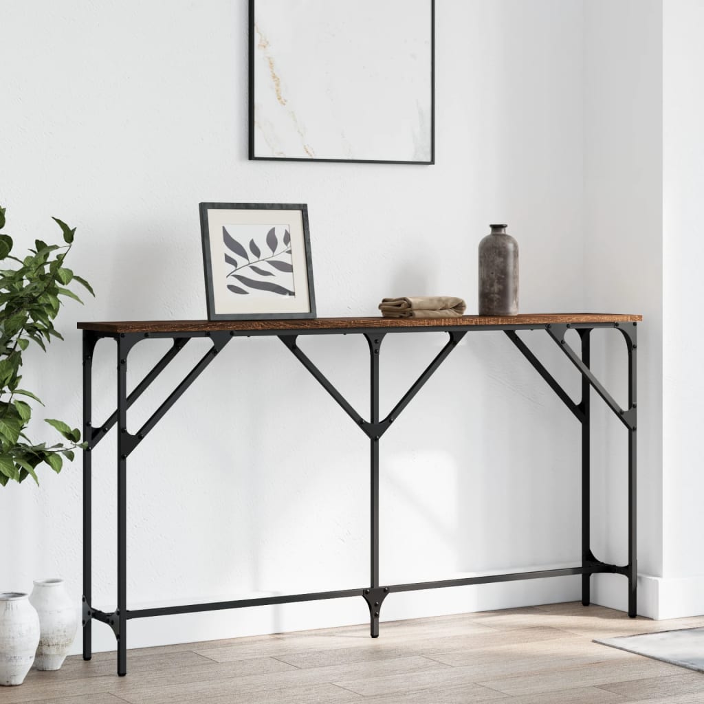 Console Table Brown Oak 140x23x75 cm Engineered Wood