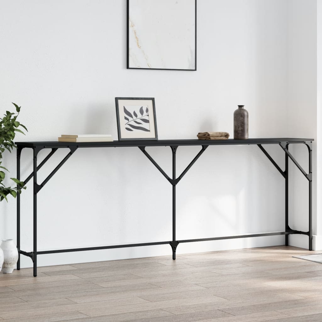 Console Table Black 200x29x75 cm Engineered Wood