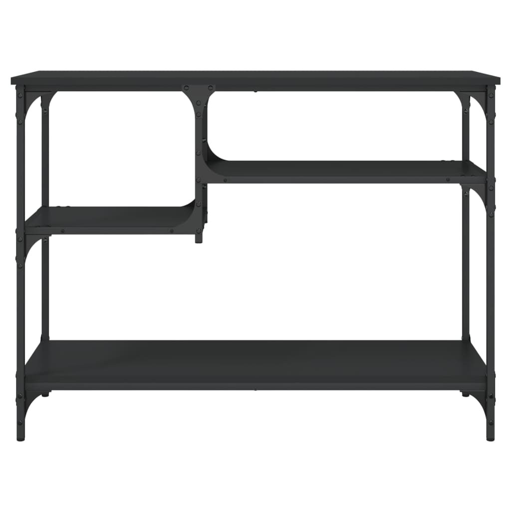 Console Table with Shelves Black 100x35x75 cm