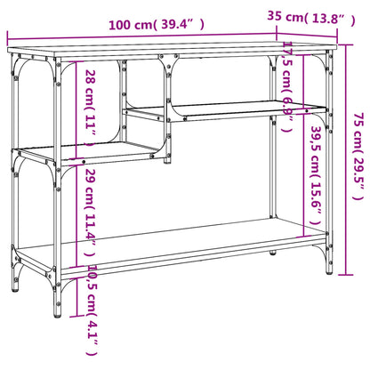 Console Table with Shelves Grey Sonoma 100x35x75 cm