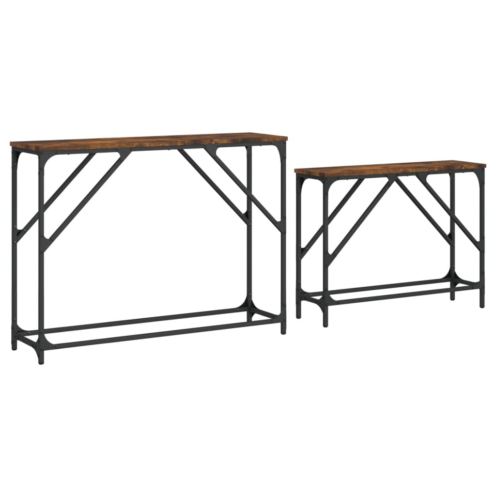 Nesting Console Tables 2 pcs Smoked Oak Engineered Wood