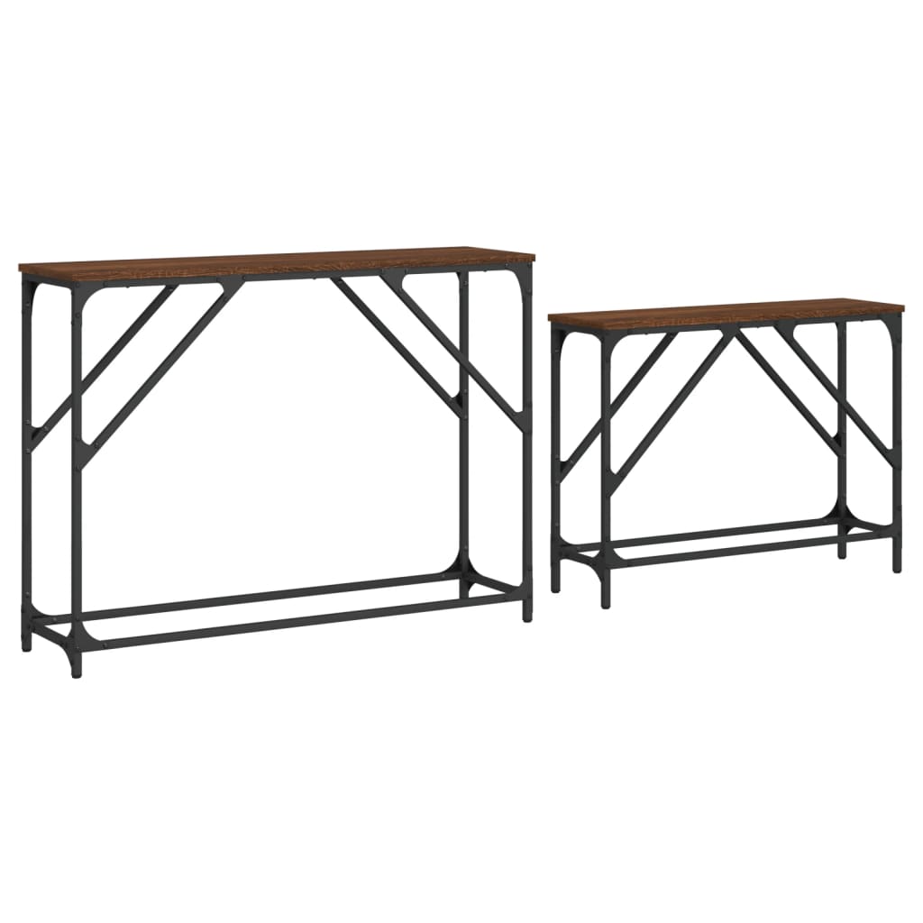 Nesting Console Tables 2 pcs Brown Oak Engineered Wood