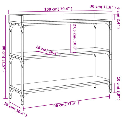 Console Table with Shelves Sonoma Oak 100x30x80 cm