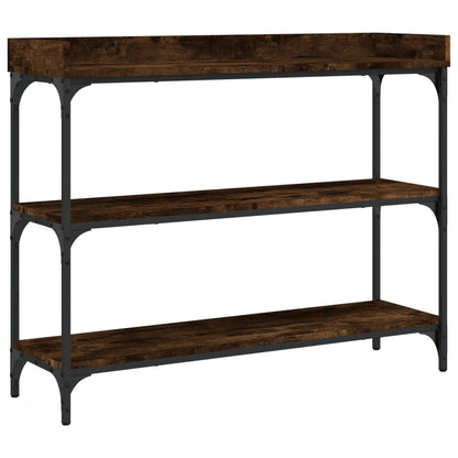 Console Table with Shelves Smoked Oak 100x30x80 cm