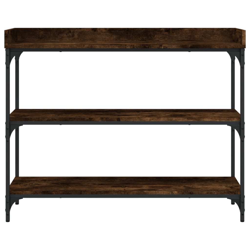 Console Table with Shelves Smoked Oak 100x30x80 cm