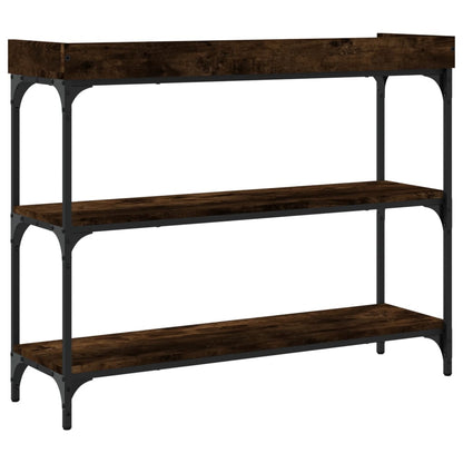 Console Table with Shelves Smoked Oak 100x30x80 cm