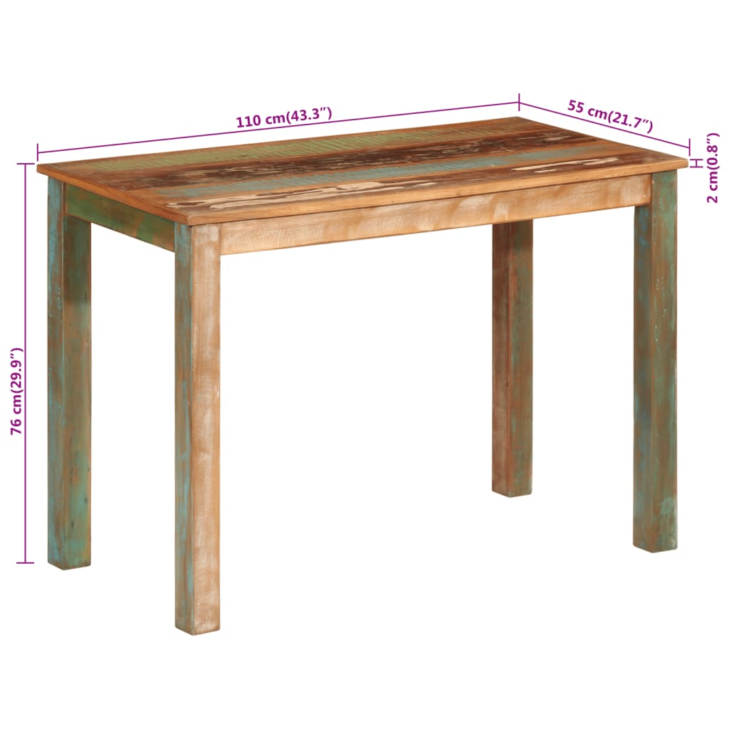 Dining Table 110x55x76 cm Solid Wood Reclaimed