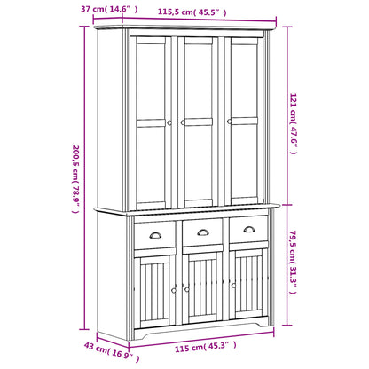 Highborad "BODO" White and Brown 115.5x43x200.5cm Solid Wood Pine