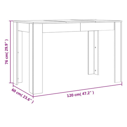 Dining Table Grey Sonoma 120x60x76 cm Engineered Wood