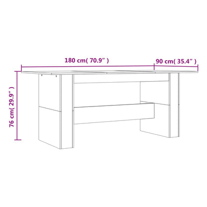 Dining Table Smoked Oak 180x90x76 cm Engineered Wood