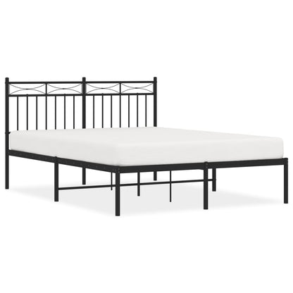 Metal Bed Frame without Mattress with Headboard Black 140x190cm