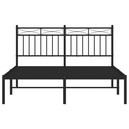 Metal Bed Frame without Mattress with Headboard Black 140x190cm