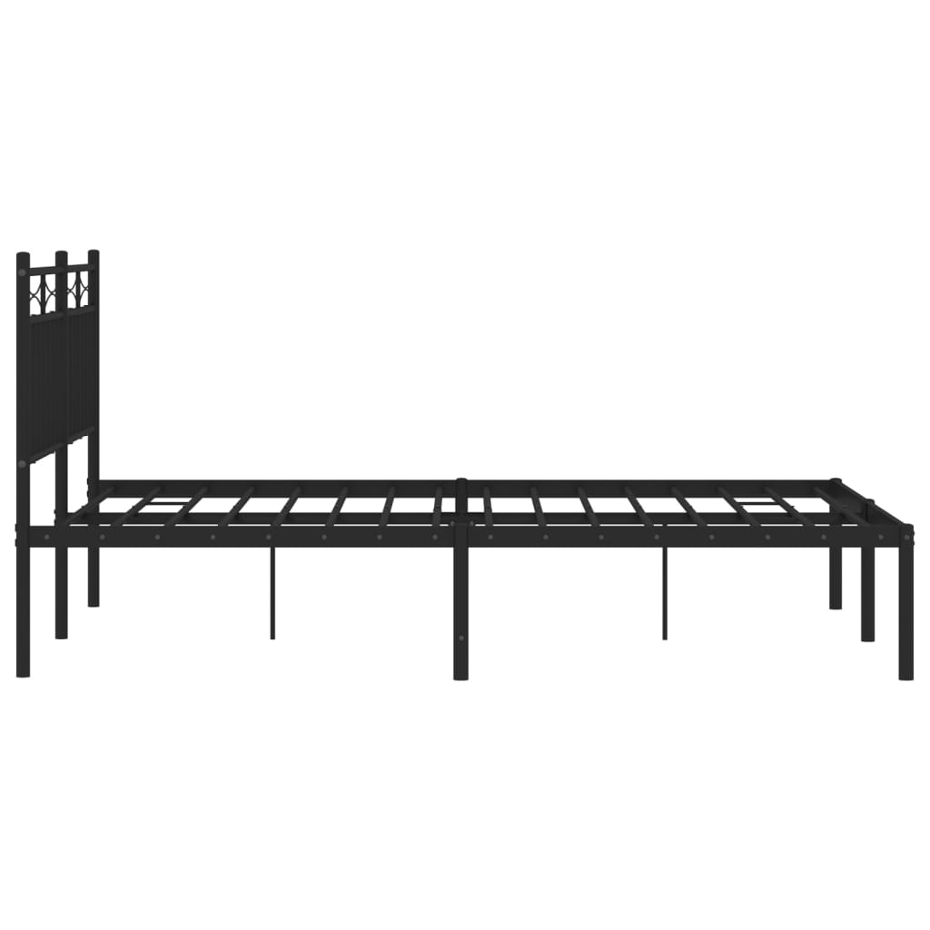 Metal Bed Frame without Mattress with Headboard Black 140x190cm