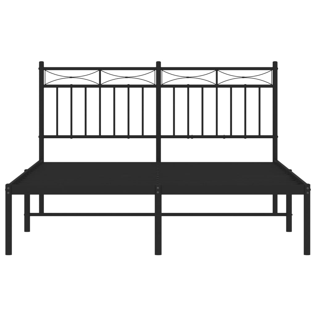 Metal Bed Frame without Mattress with Headboard Black 140x200cm