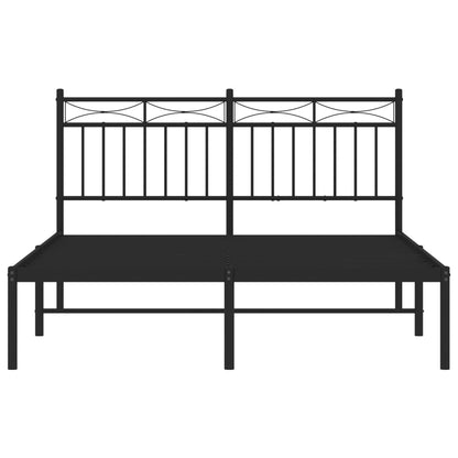 Metal Bed Frame without Mattress with Headboard Black 140x200cm