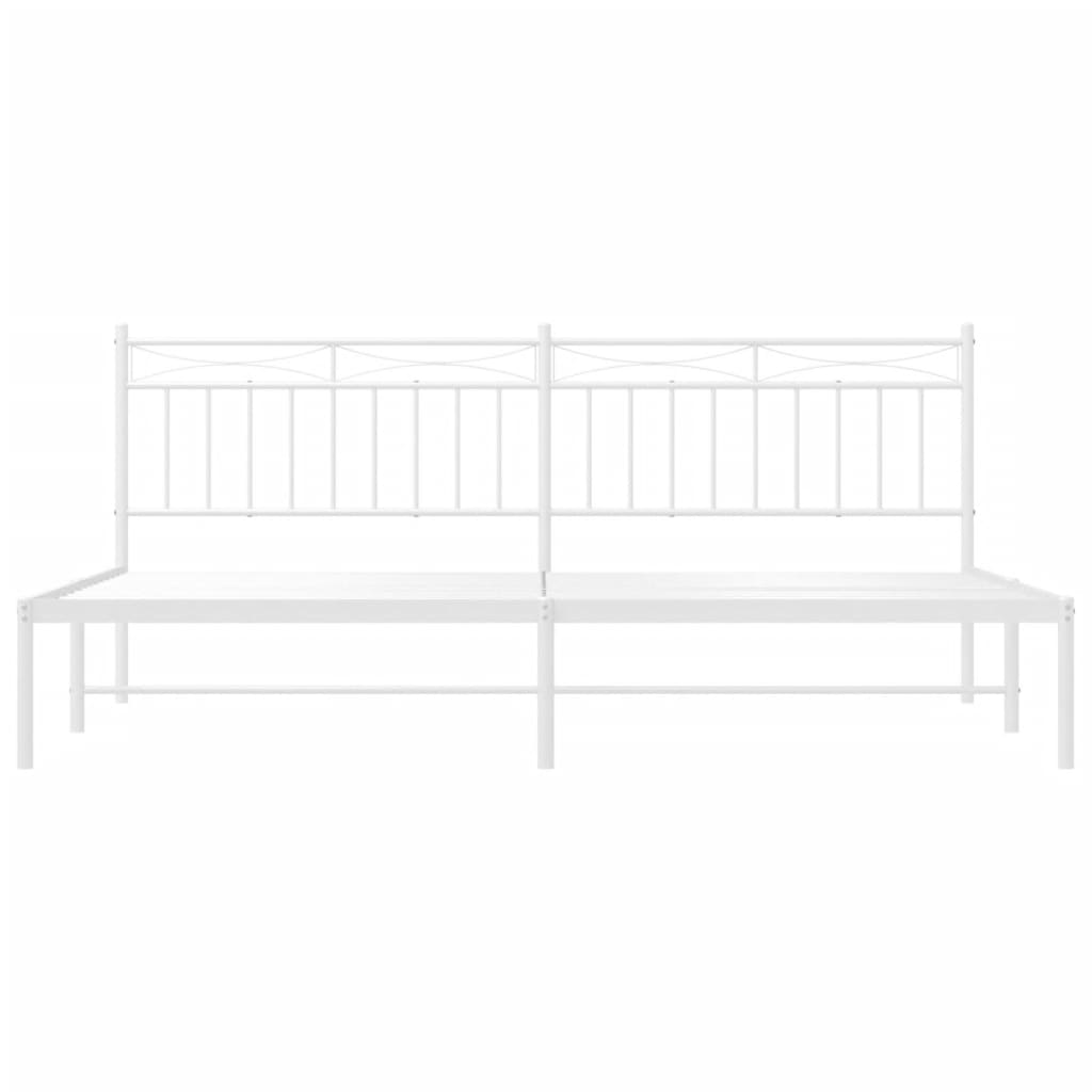 Metal Bed Frame without Mattress with Headboard White 193x203cm