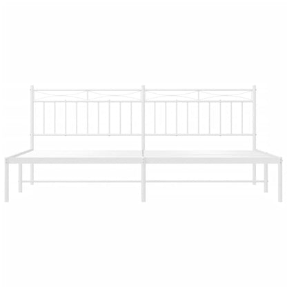 Metal Bed Frame without Mattress with Headboard White 193x203cm