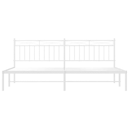Metal Bed Frame without Mattress with Headboard White 193x203cm