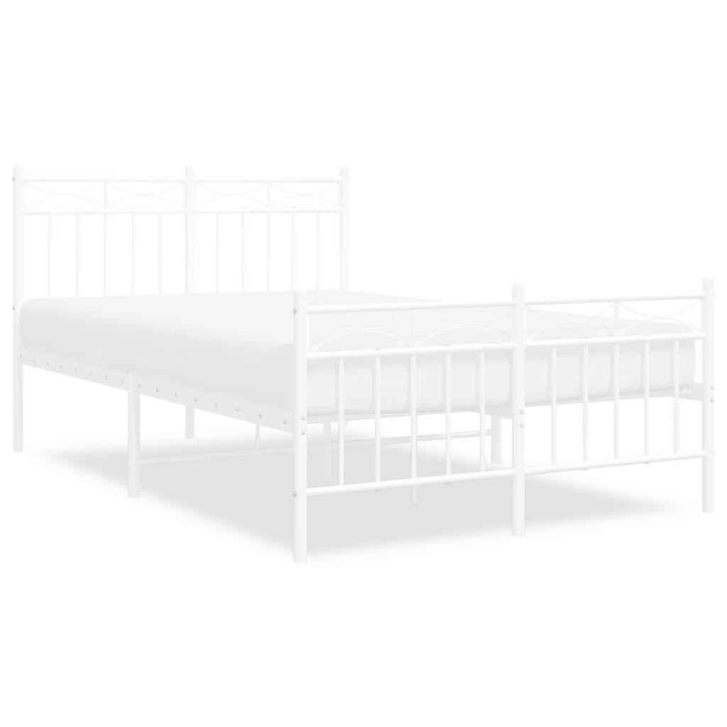 Metal Bed Frame without Mattress with Footboard White 120x190cm