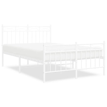 Metal Bed Frame without Mattress with Footboard White 120x190cm