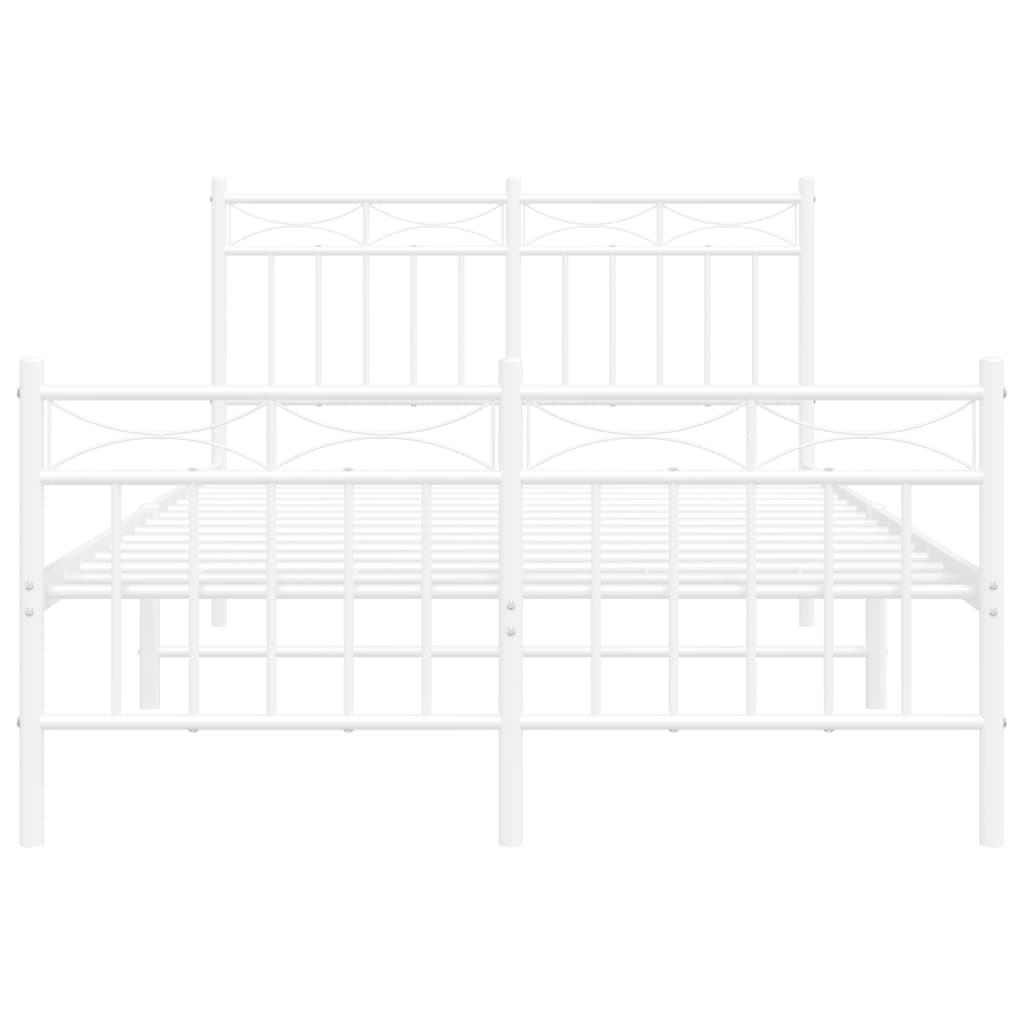 Metal Bed Frame without Mattress with Footboard White 120x190cm