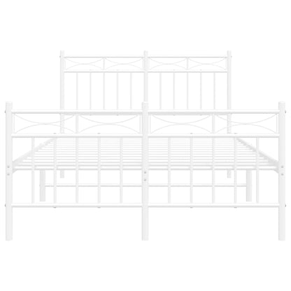 Metal Bed Frame without Mattress with Footboard White 120x190cm