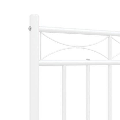 Metal Bed Frame without Mattress with Footboard White 120x190cm