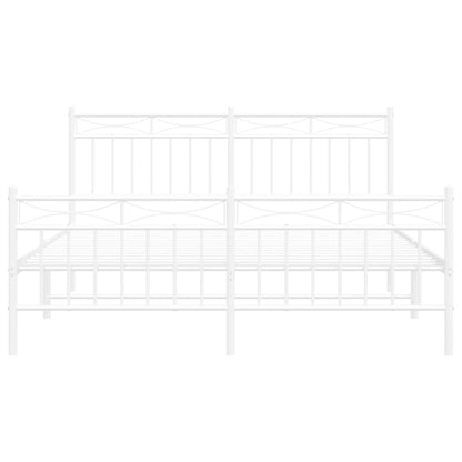 Metal Bed Frame without Mattress with Footboard White 150x200cm