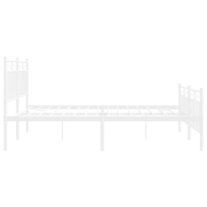 Metal Bed Frame without Mattress with Footboard White 150x200cm