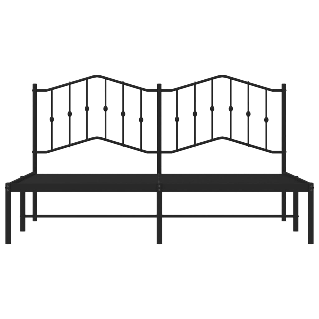 Metal Bed Frame without Mattress with Headboard Black 183x213cm