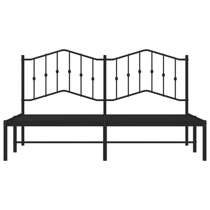 Metal Bed Frame without Mattress with Headboard Black 183x213cm