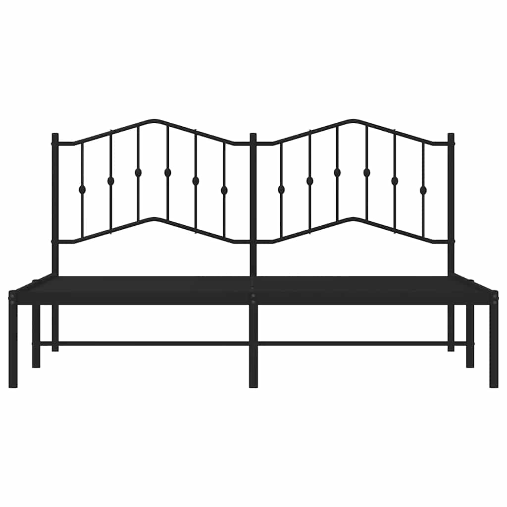 Metal Bed Frame without Mattress with Headboard Black 183x213cm