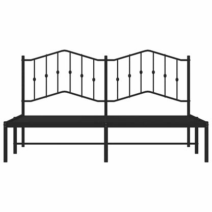 Metal Bed Frame without Mattress with Headboard Black 183x213cm