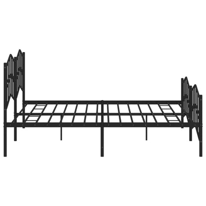 Metal Bed Frame without Mattress with Footboard Black 193x203cm