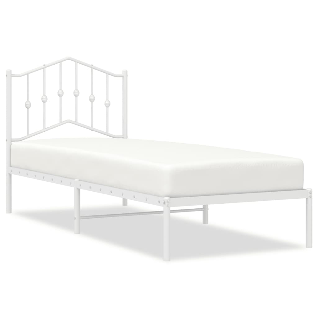 Metal Bed Frame without Mattress with Headboard White 90x200cm