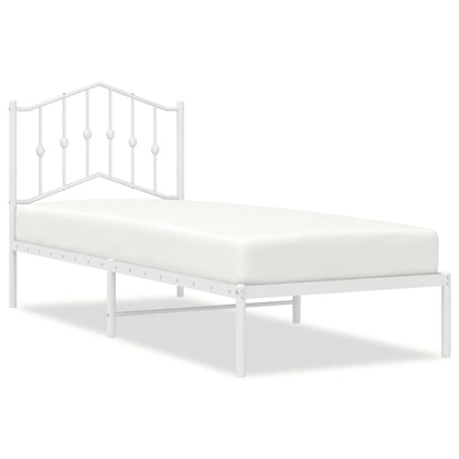 Metal Bed Frame without Mattress with Headboard White 90x200cm