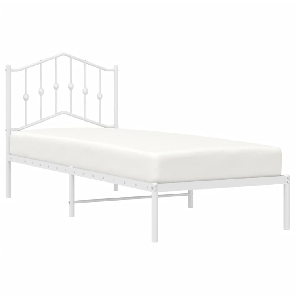 Metal Bed Frame without Mattress with Headboard White 90x200cm