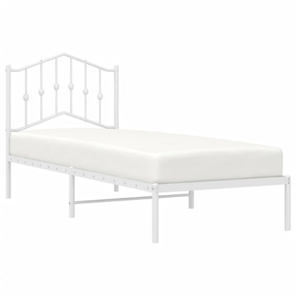 Metal Bed Frame without Mattress with Headboard White 90x200cm