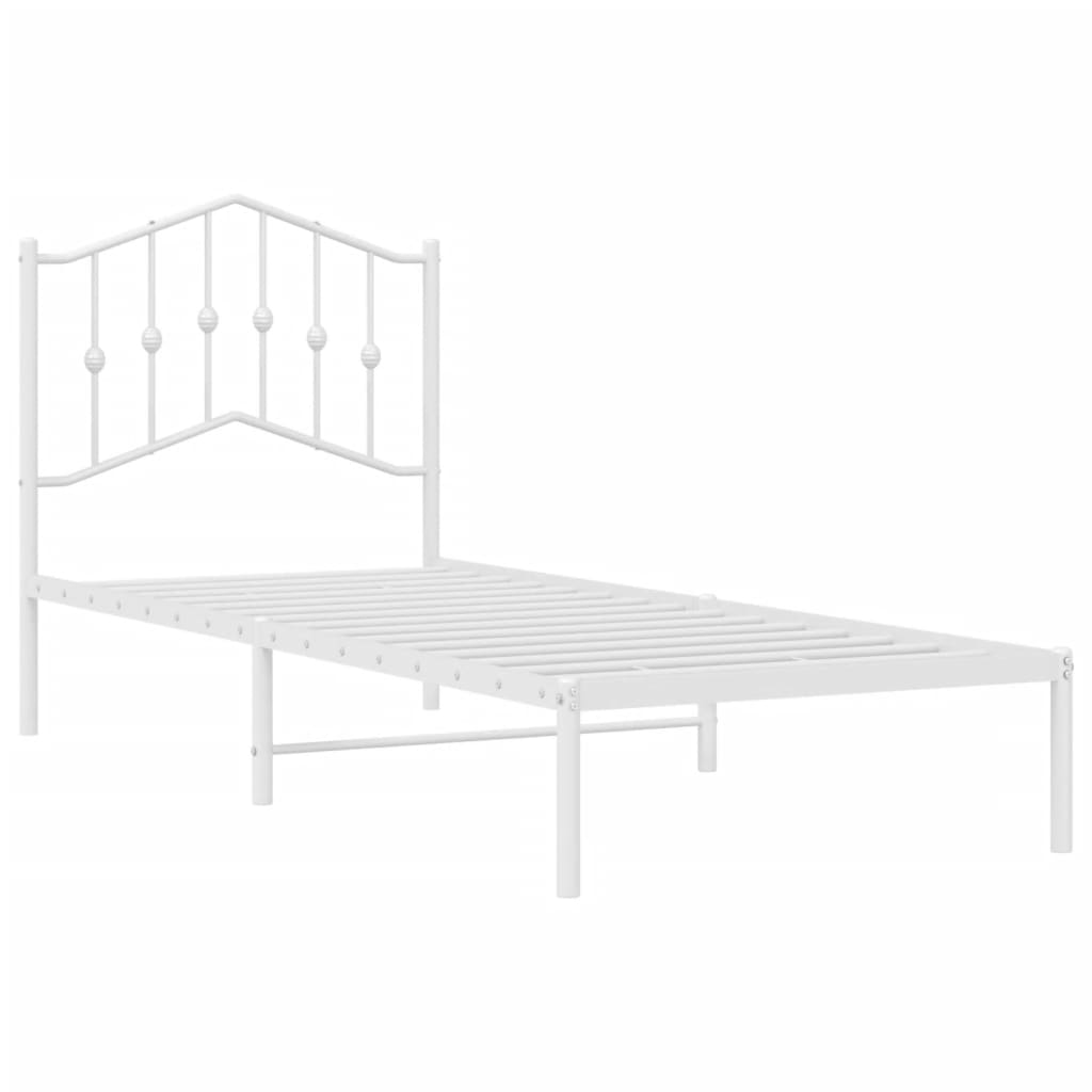 Metal Bed Frame without Mattress with Headboard White 90x200cm