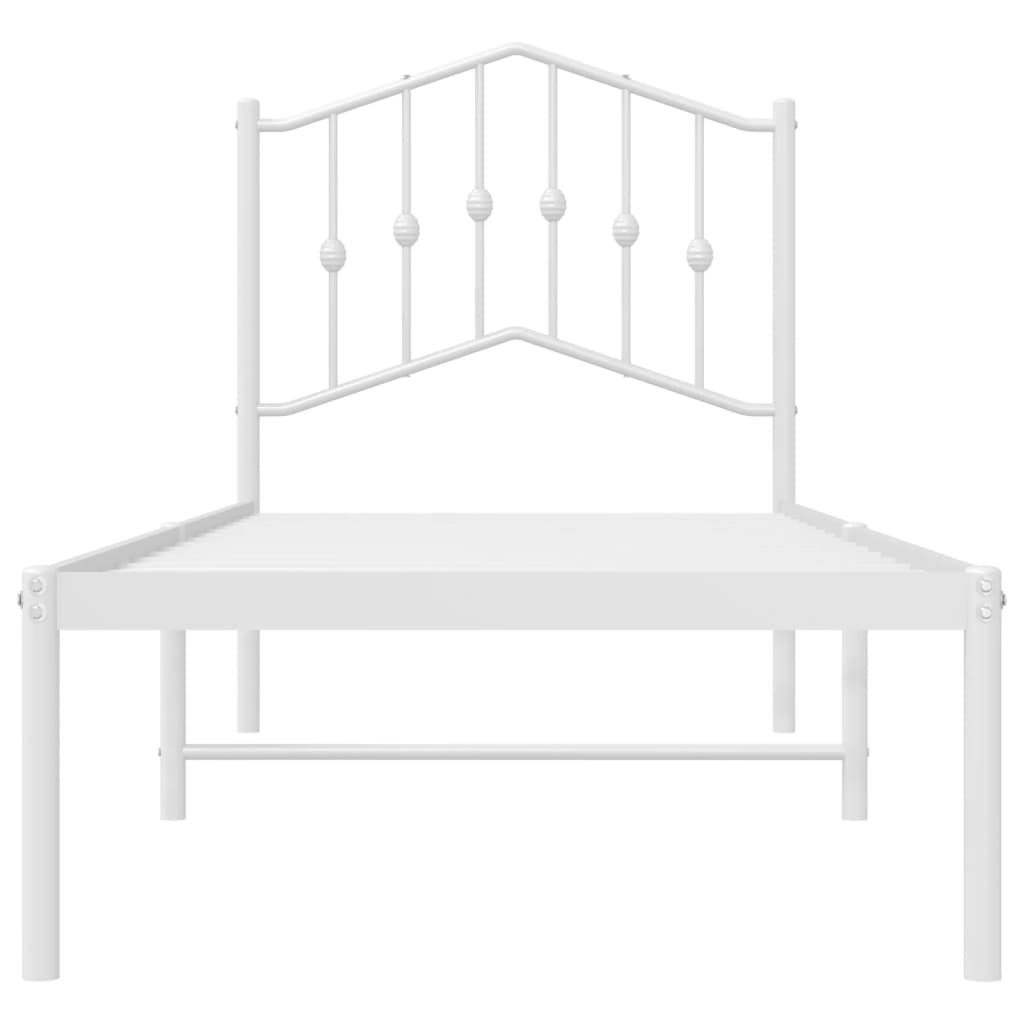 Metal Bed Frame without Mattress with Headboard White 90x200cm
