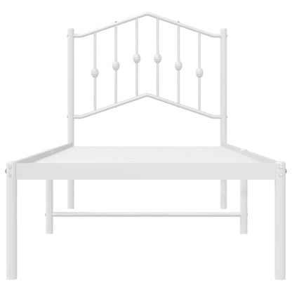 Metal Bed Frame without Mattress with Headboard White 90x200cm