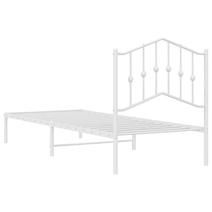 Metal Bed Frame without Mattress with Headboard White 90x200cm