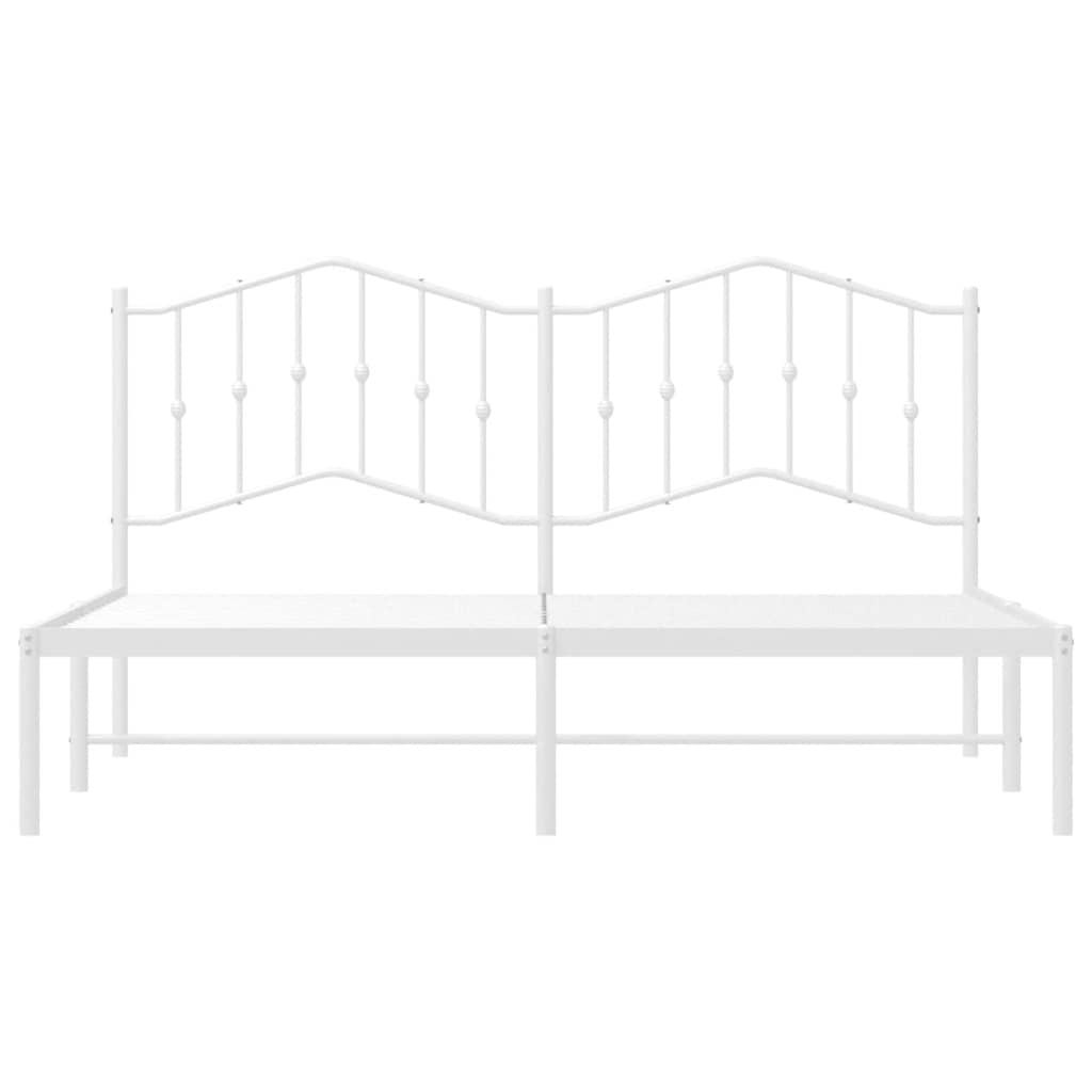 Metal Bed Frame without Mattress with Headboard White 183x213cm