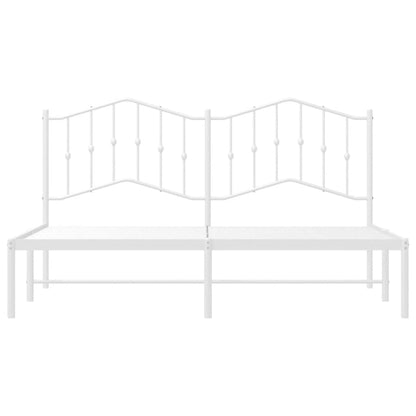 Metal Bed Frame without Mattress with Headboard White 183x213cm