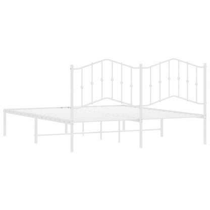 Metal Bed Frame without Mattress with Headboard White 183x213cm