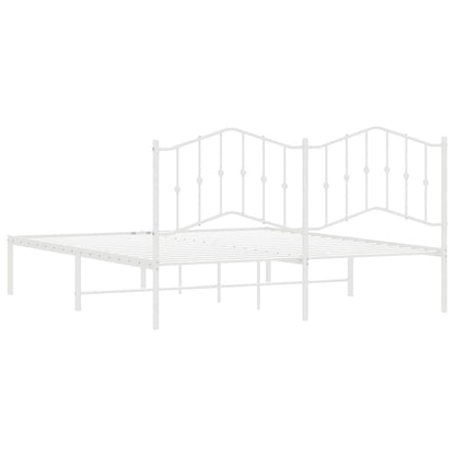 Metal Bed Frame without Mattress with Headboard White 183x213cm